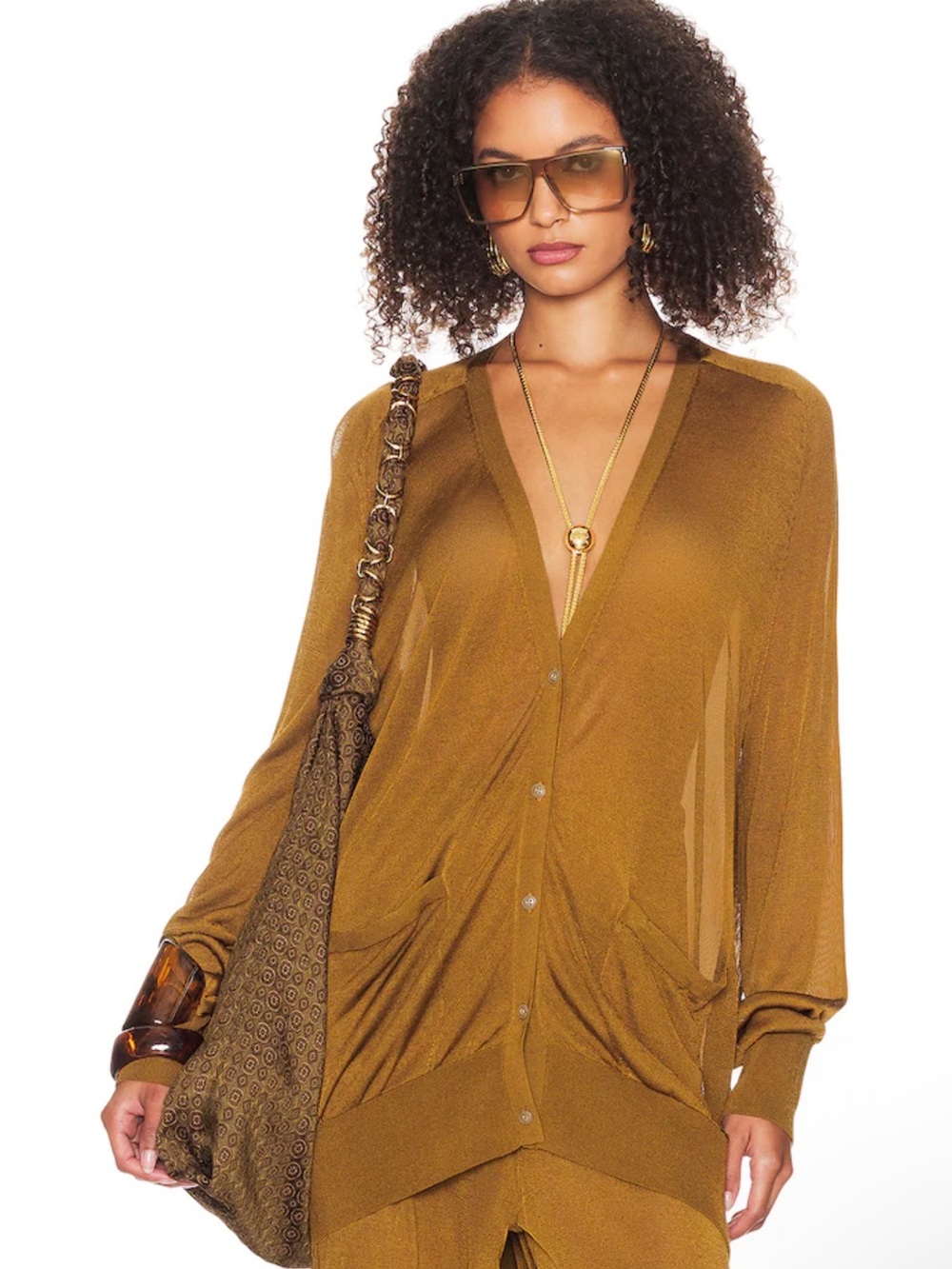 HELSA Arlena Cardigan in Olive Green Size M